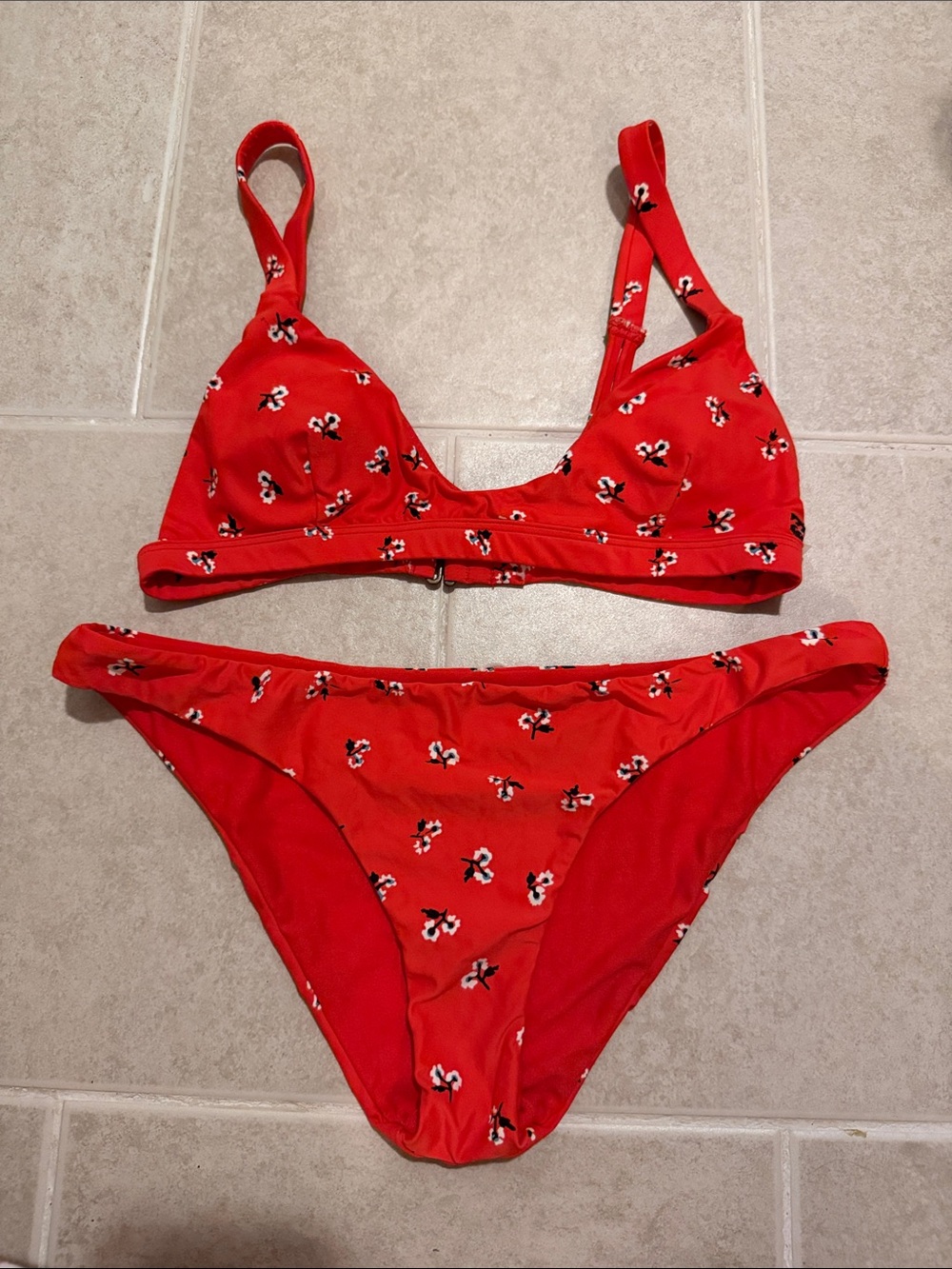 Billabong Red Floral Two-Piece Bikini Set